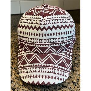 Aztec Print 5-Panel Unisex Hat Cap Red White Strap Back Adjustable Hook & Loop‎